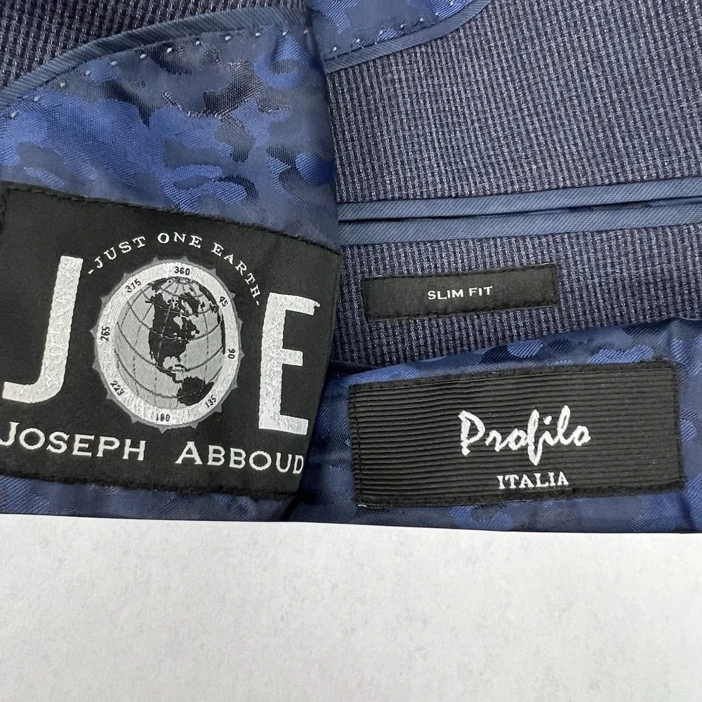Joseph Abboud Blazer Mens 40R Slim Fit Cotton Poly Stretch Pencil Striped Navy